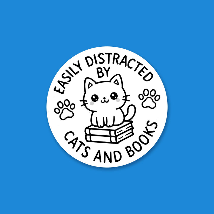 Easily Distracted by Cats and Books flexible fridge magnet – Designs by Mysh