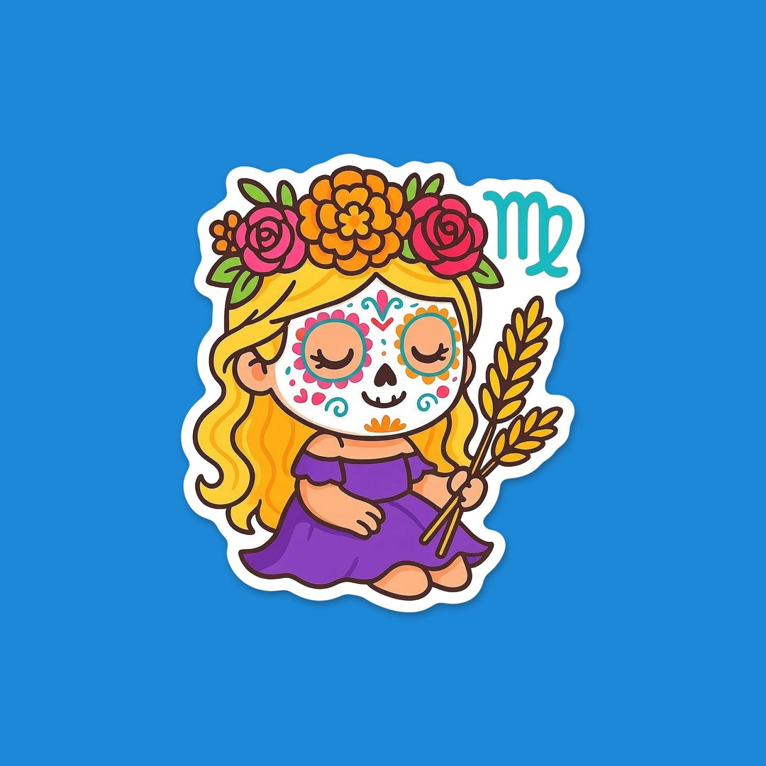 Virgo Sugar Skull Girl flexible fridge magnet – Designs by Mysh