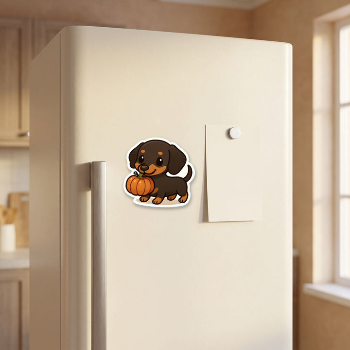 Halloween Dachshund magnet on a refrigerator door