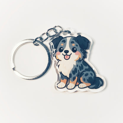 Australian Shepherd Blue Merle Kawaii Style - Acrylic Keychain