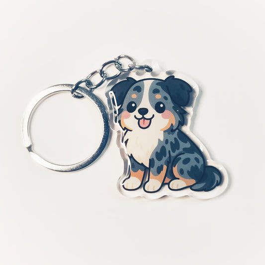 Australian Shepherd Blue Merle Kawaii Style - Acrylic Keychain