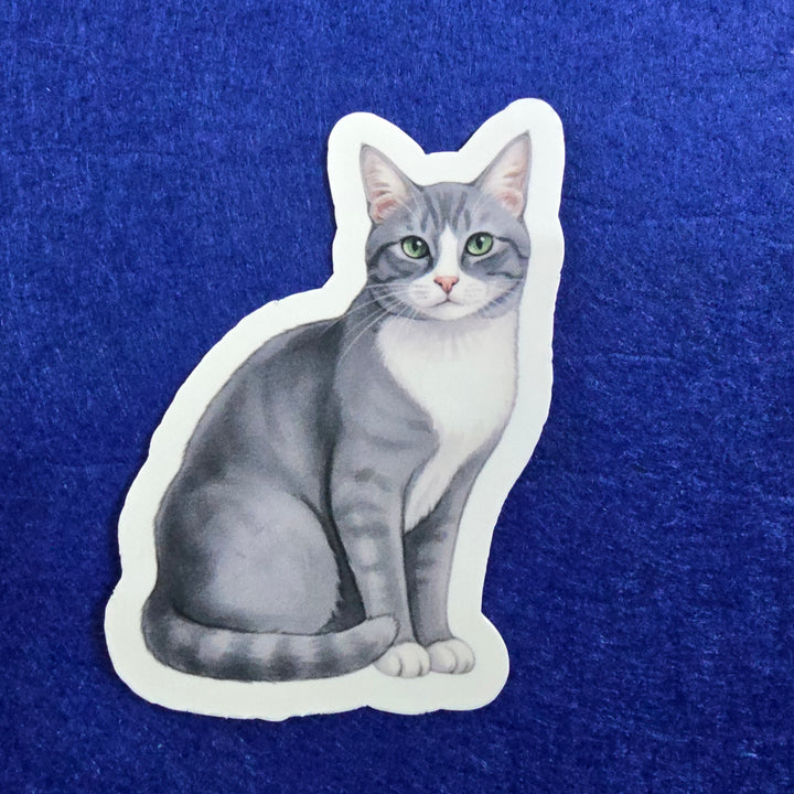 Tuxedo Cat Sticker Vinyl Decal, Cat Lover Gift, Waterproof Sticker for Laptop, Water Bottle, or Journal - Designs by Mysh