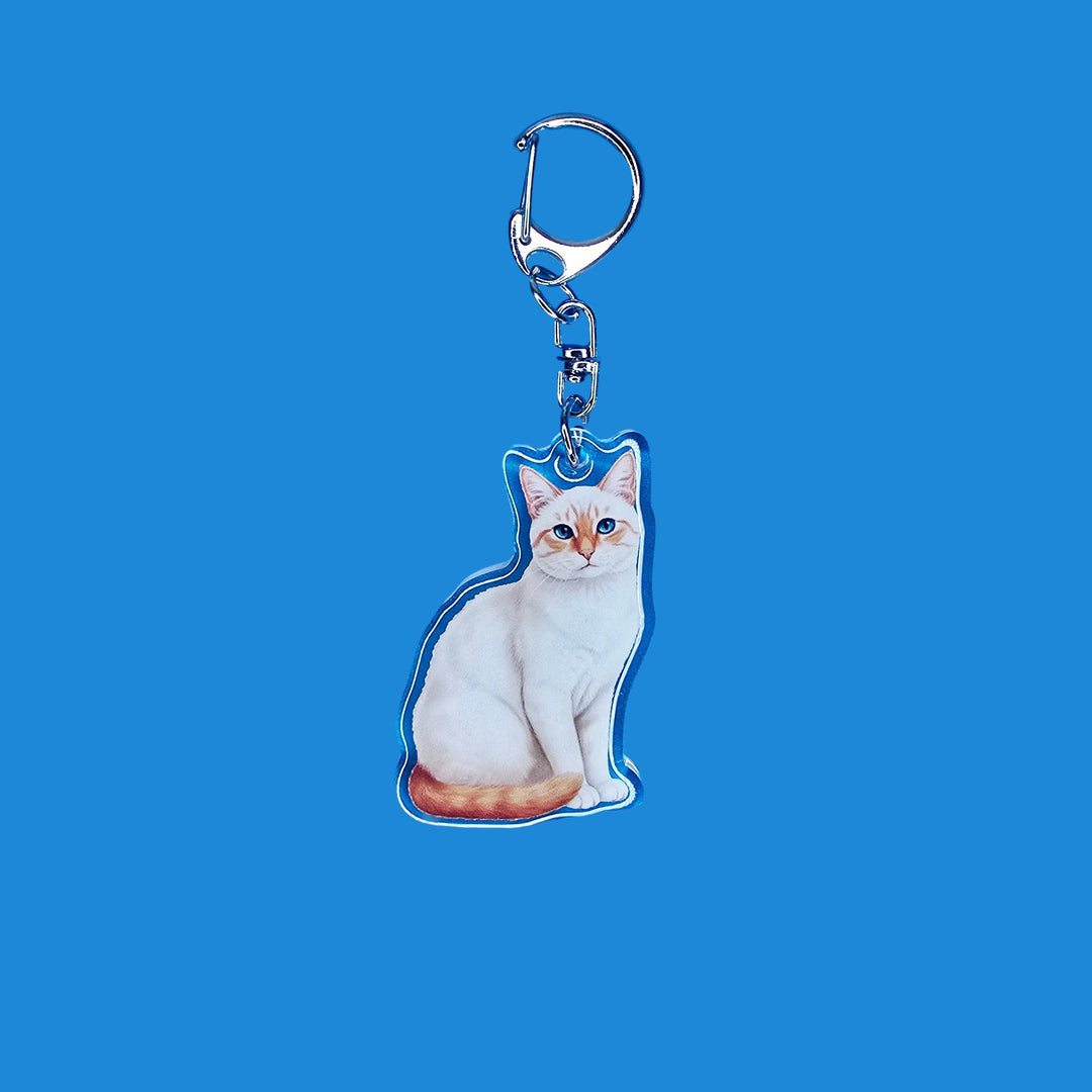 Flame Point Siamese Cat Keychain – Watercolor Art – Designs by Mysh