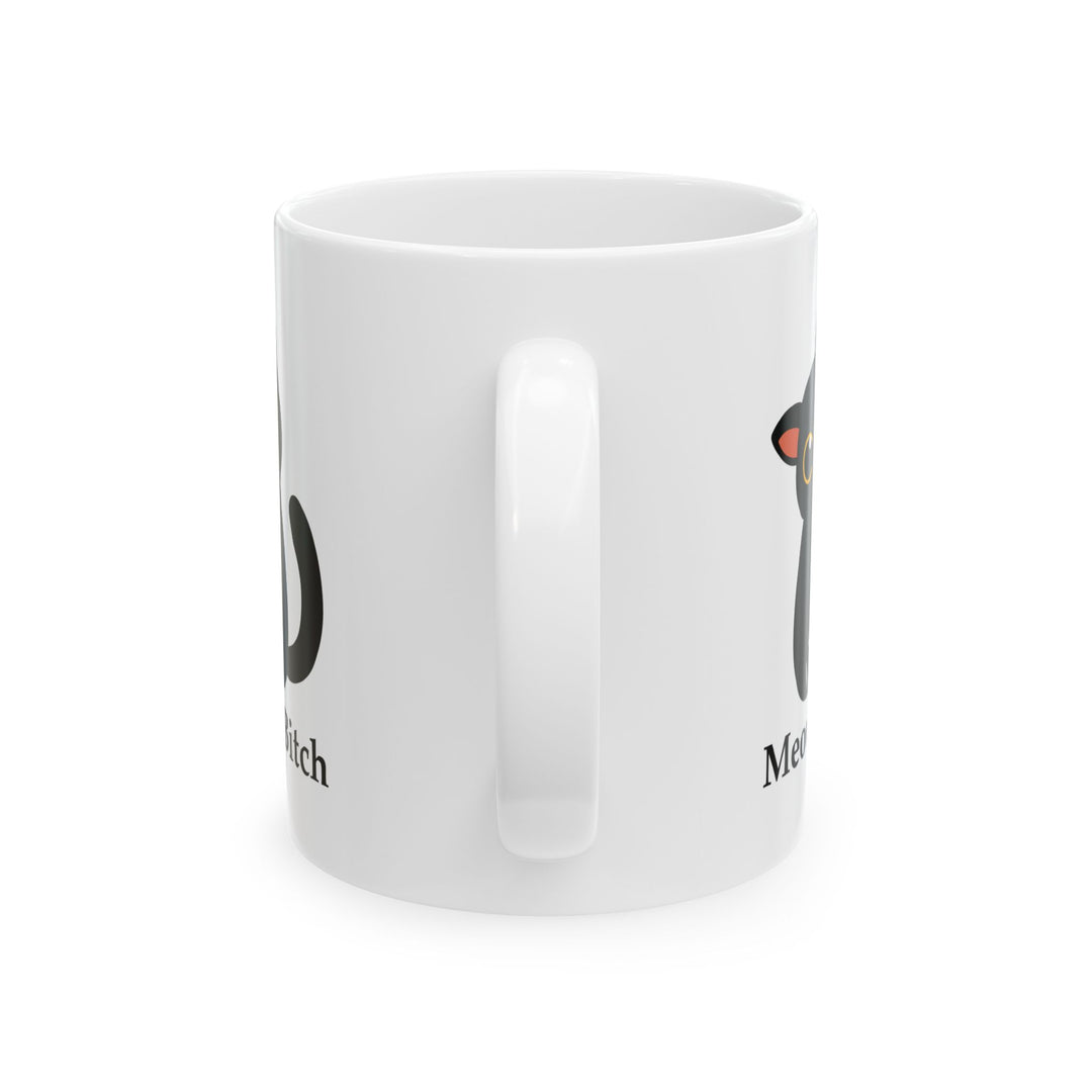 Meow Bitch Kawaii Cat Ceramic Mug – Funny Black Cat Coffee Cup (15oz)