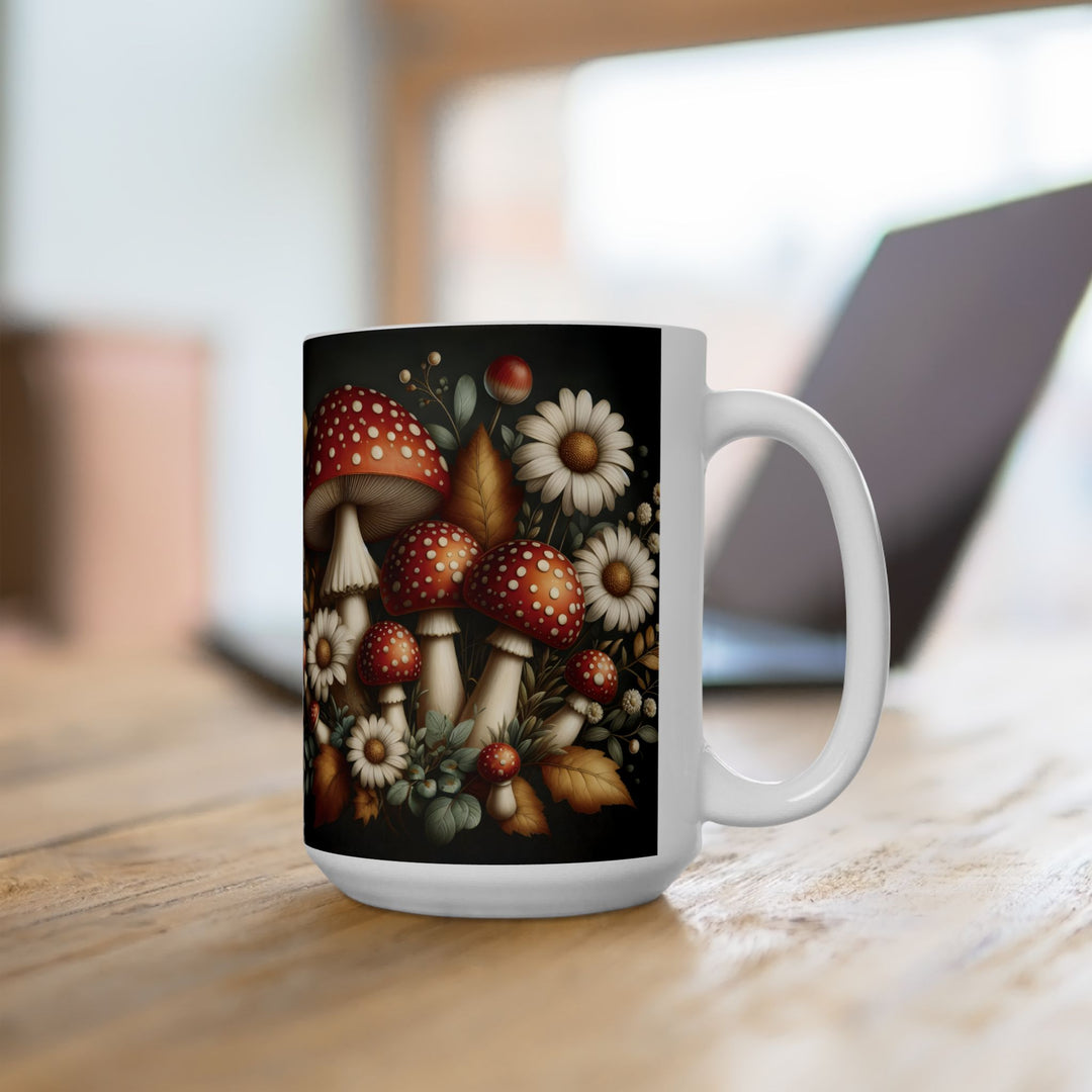 Mushroom Forest 15oz Ceramic Mug - Front view - Designs by Mysh