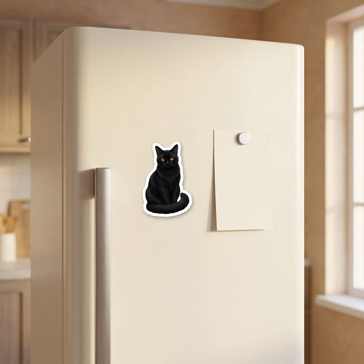 Bombay Cat watercolor magnet on a refrigerator door