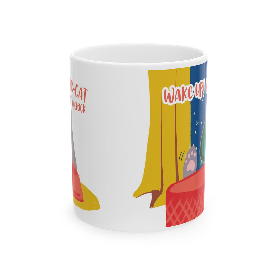 Feed the Cat O’Clock Colorful Cat Ceramic Mug – Cat Lover Gift (15oz)