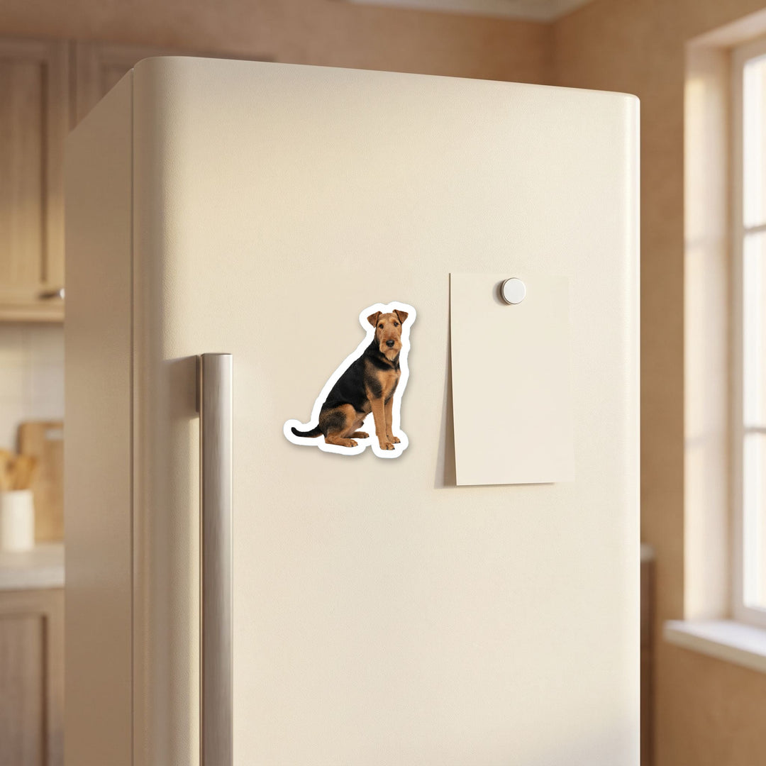 Airedale Terrier Black and Tan watercolor magnet on a refrigerator door
