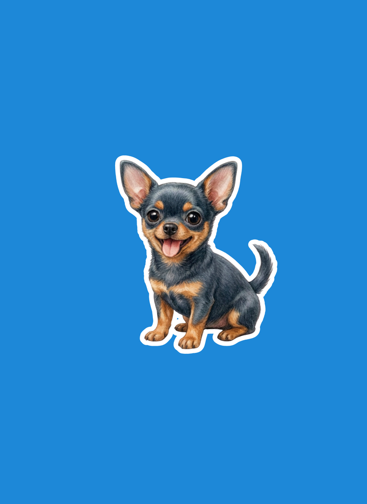 Illustration of a small dog on a blue background