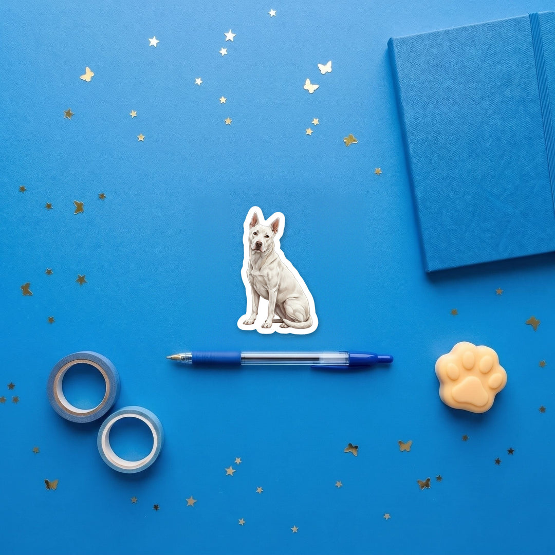 Pitsky White watercolor 3 inch fridge magnet flat lay with blue stationery