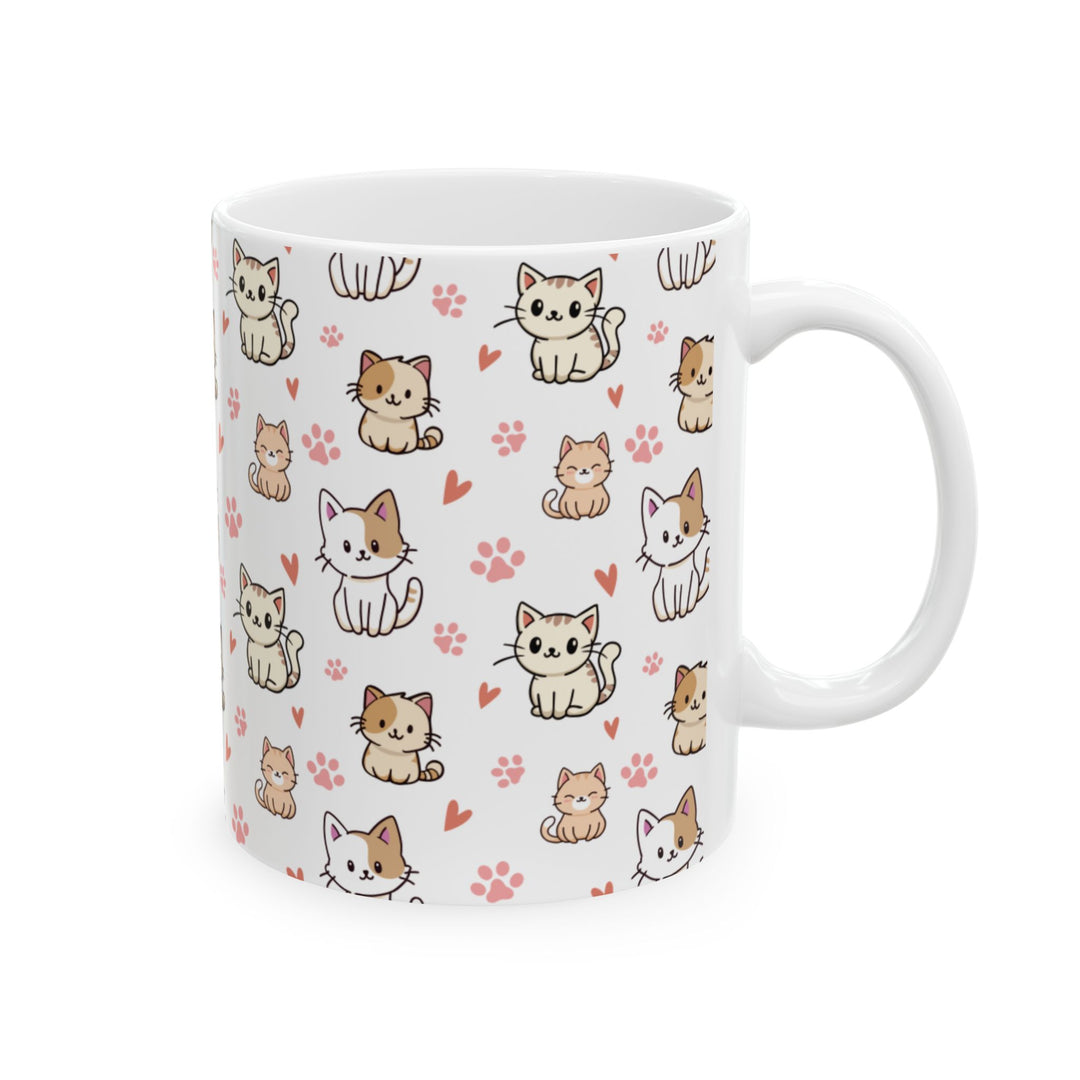 Kawaii Chibi Cats Ceramic Mug (15oz) — Cute Anime Cat Coffee Cup