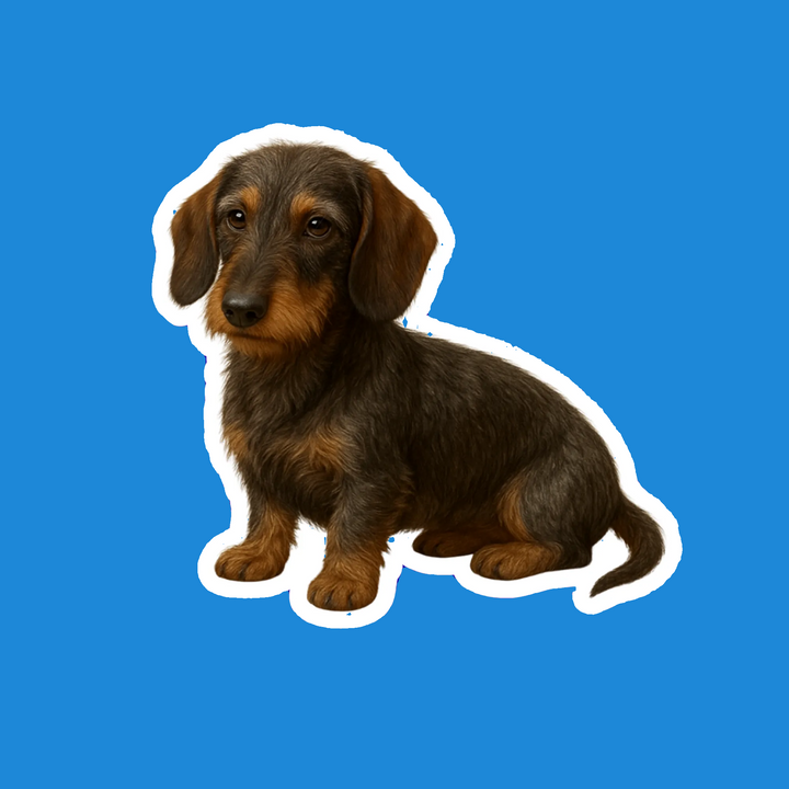Sticker of a dachshund on a blue background