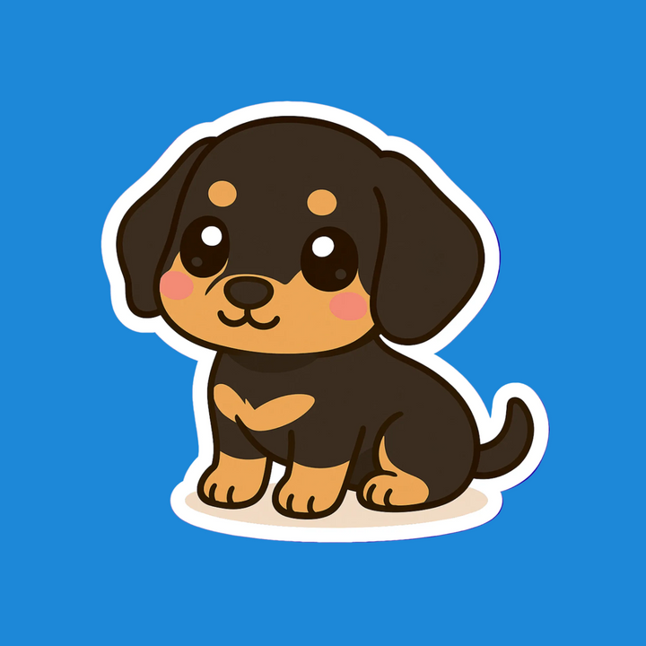 cartoon dog sticker on a blue background