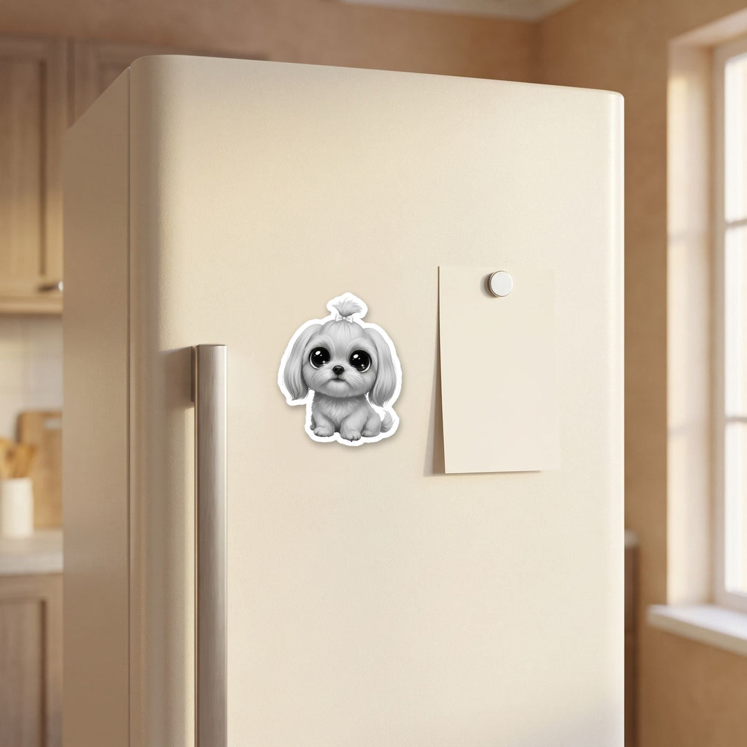 Shih Tzu Grey kawaii magnet on a refrigerator door