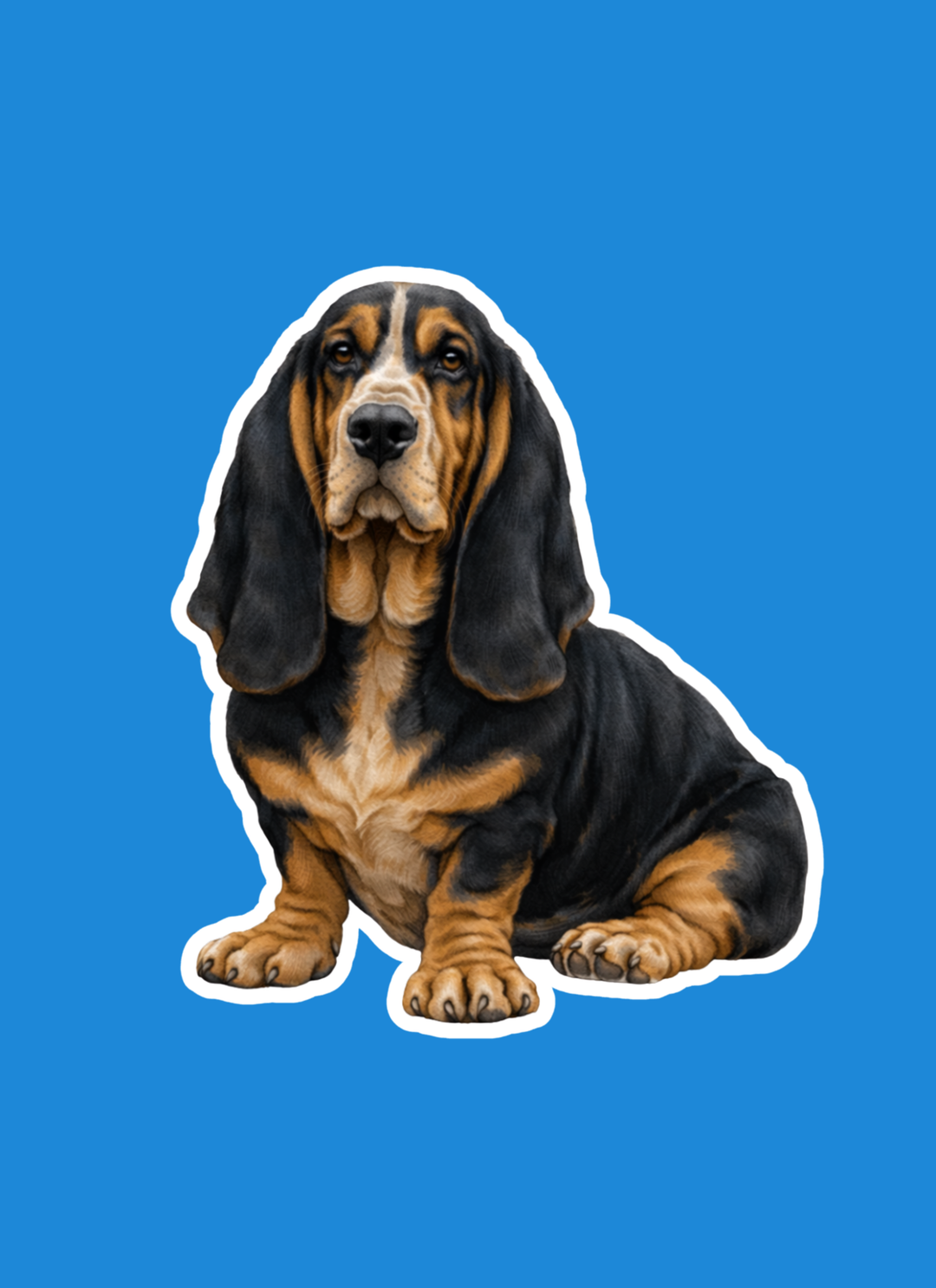 Sticker of a dog on a blue background