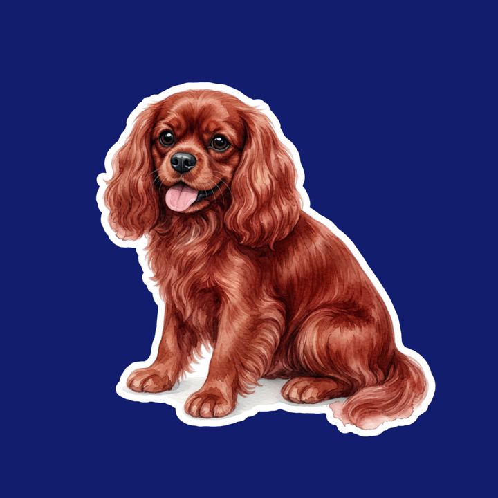 Illustration of a brown dog on a blue background
