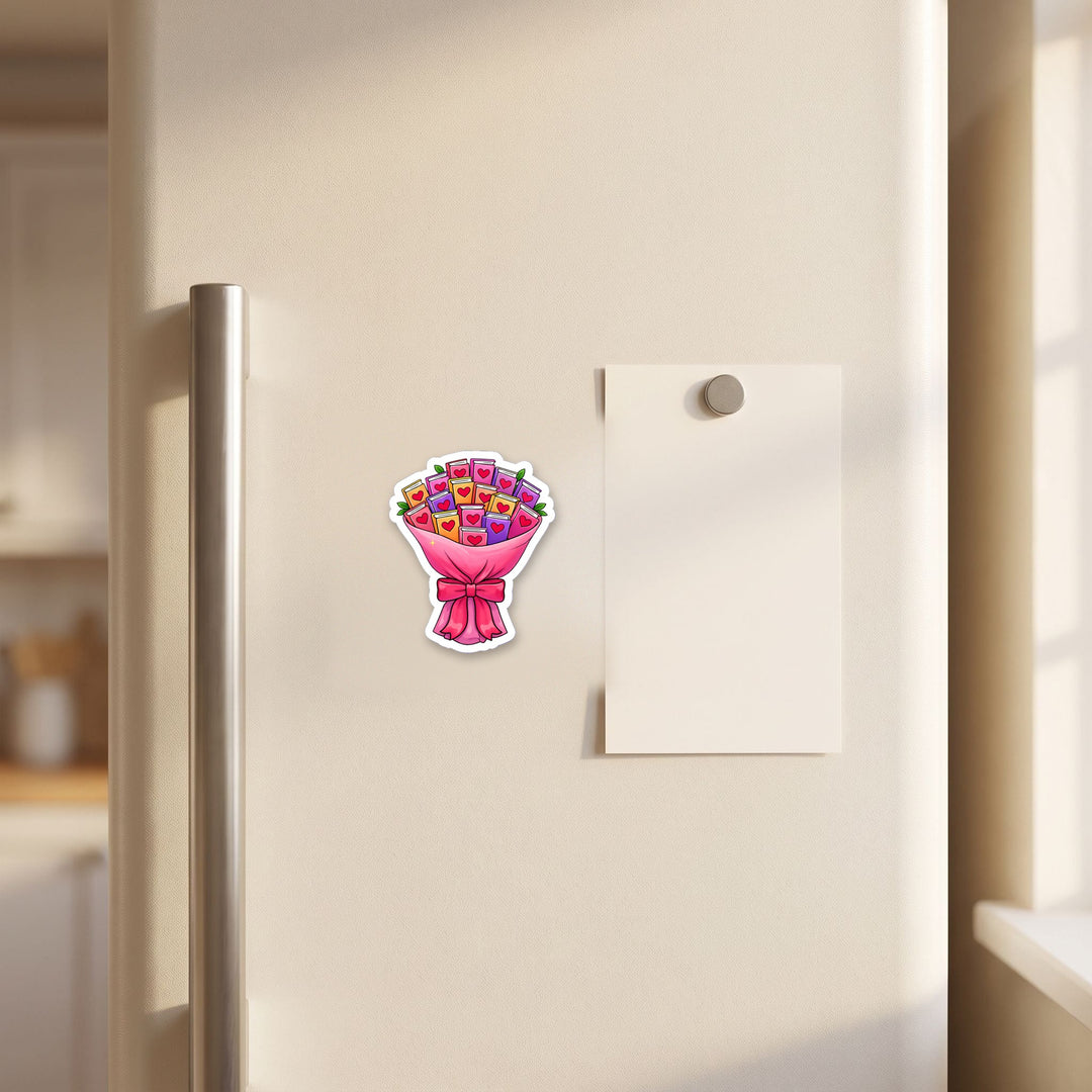 Book Bouquet magnet on a refrigerator door