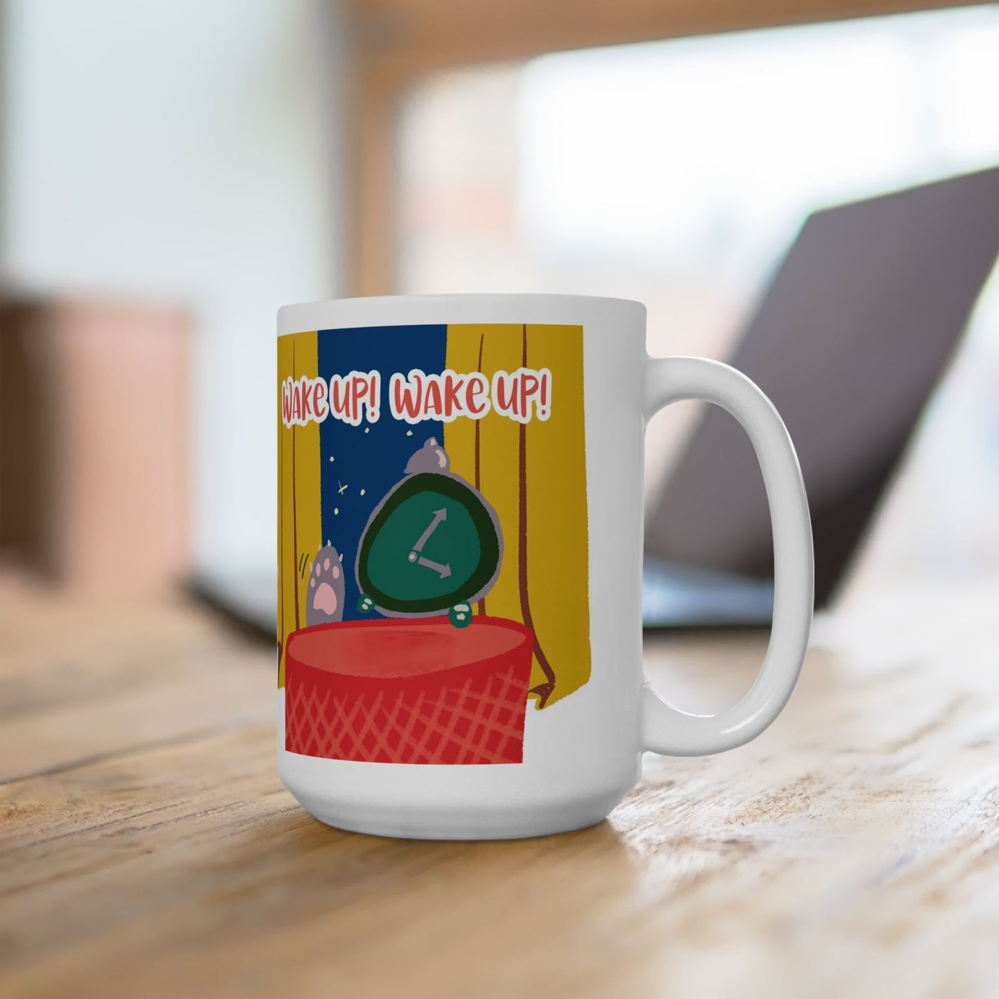 Mug with Colorful Cat Alarm Clock Design