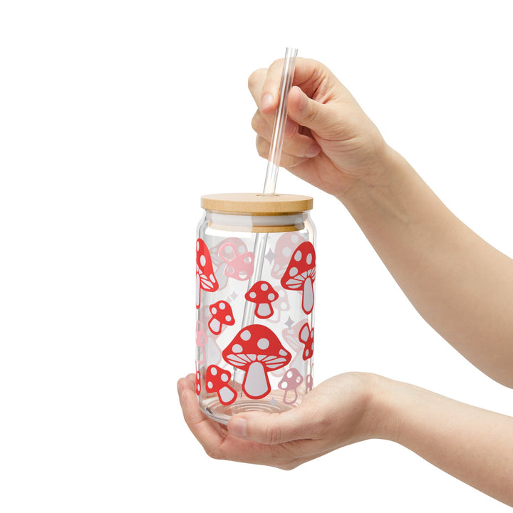 Mushroom Motiff 16oz Tumbler Glass - Designs by Mysh