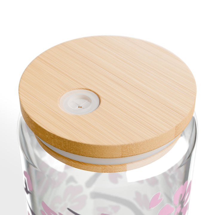 16oz Cherry Blossom Sipper Glass — Floral Cherry Blossom Motif Drinkware - Designs by Mysh