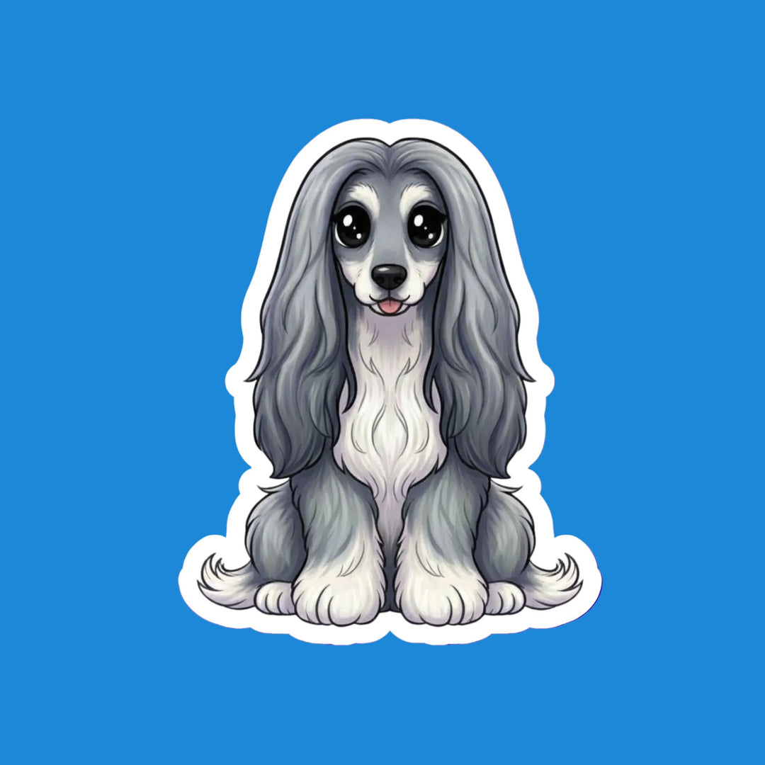 Afghan Hound Grey Blue kawaii flexible fridge magnet – Designs by Mysh