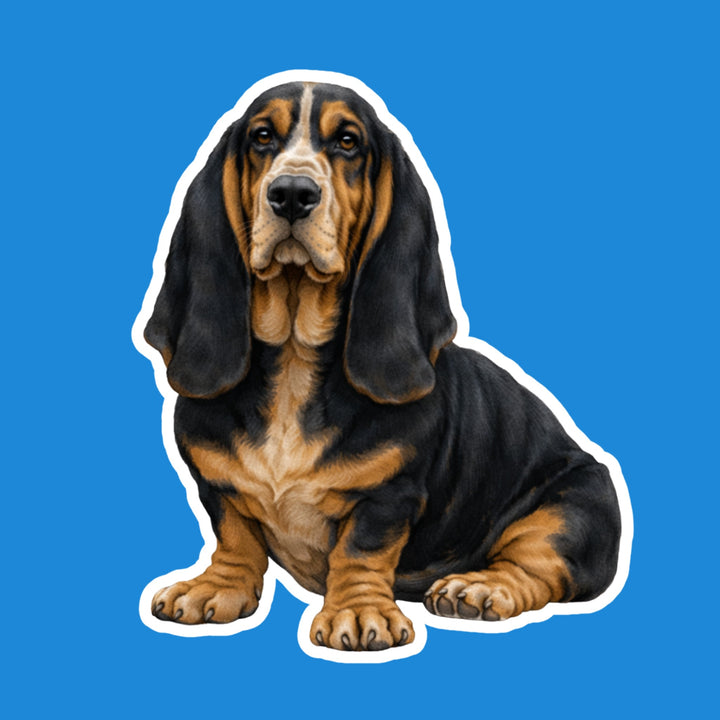 Basset Hound Black and Tan watercolor flexible fridge magnet – Designs by Mysh