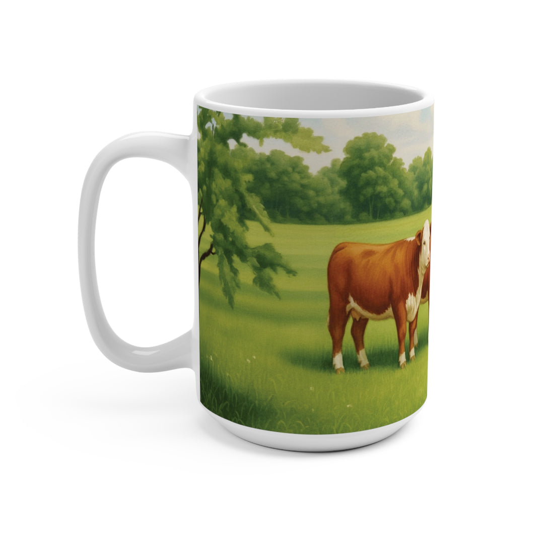 Farmhouse Cow Pasture 15oz Ceramic Mug - Additional view - Designs by Mysh