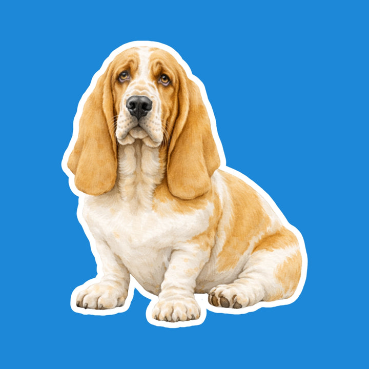 Basset Hound Lemon and White watercolor flexible fridge magnet – Designs by Mysh
