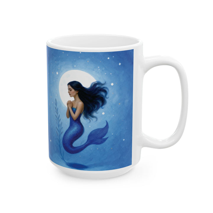 Blue Ethereal Mermaid 15oz Ceramic Mug - Additional view - Designs by Mysh