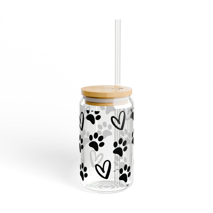 Paws and Hearts Cat and Dog Lover - 16oz Sipper Glass - Designs by Mysh