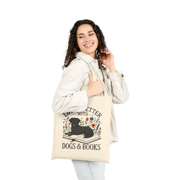 Tote Bag — "Life Is Better With Dogs & Books" Canvas Book Lover Tote - Designs by Mysh
