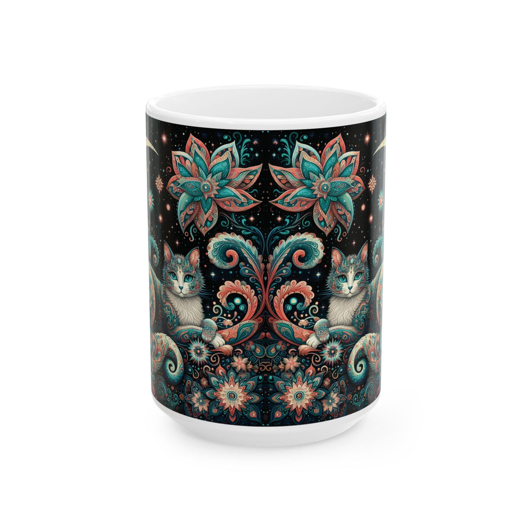 Mystical Cat Ceramic Mug — 15oz