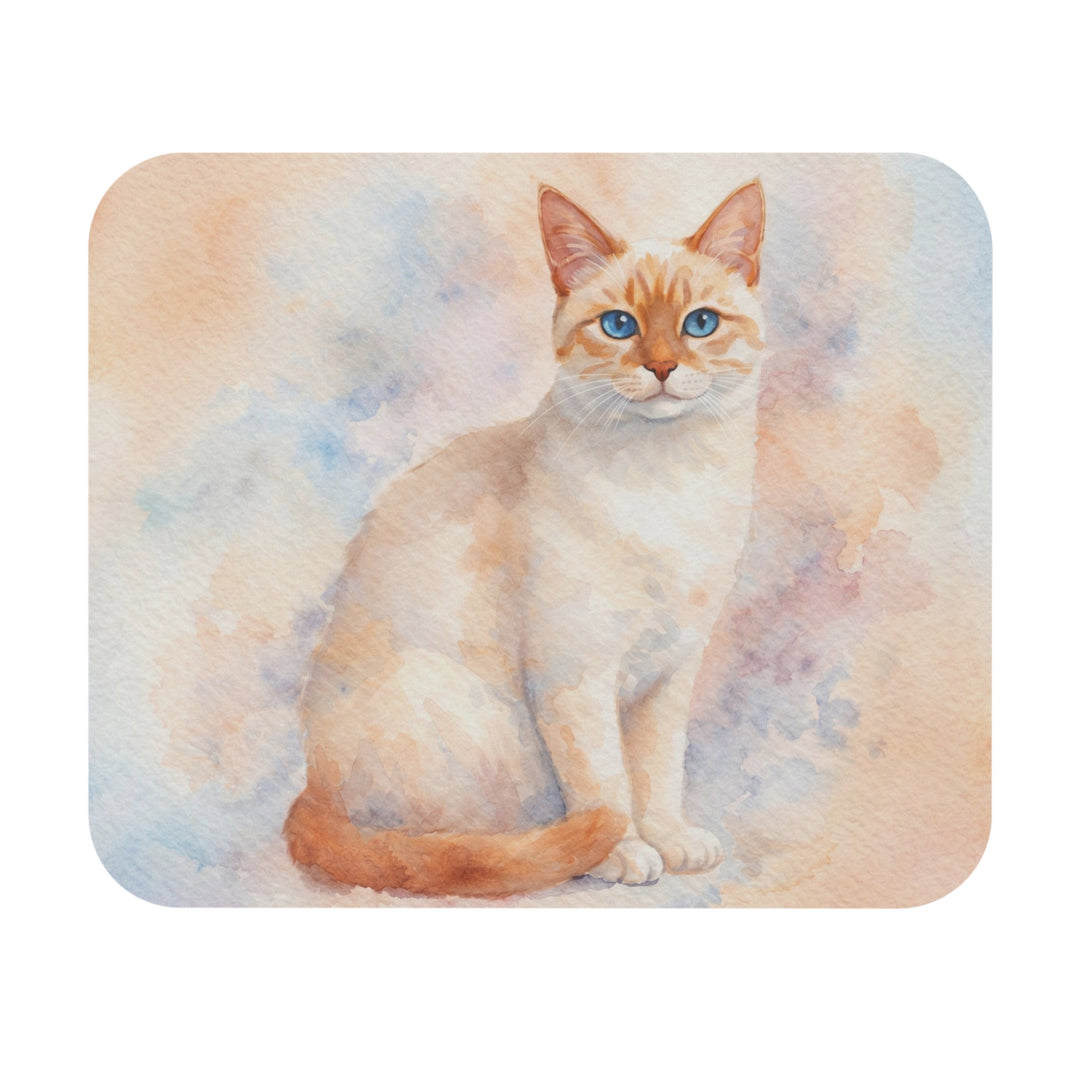Watercolor Flame Point Siamese Cat Mouse Pad — Soft Pastel Desk Mat for Cat Lovers
