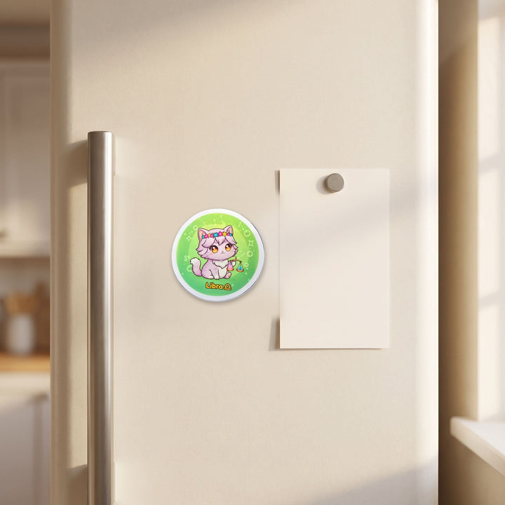 Zodiac Libra Cat magnet on a refrigerator door