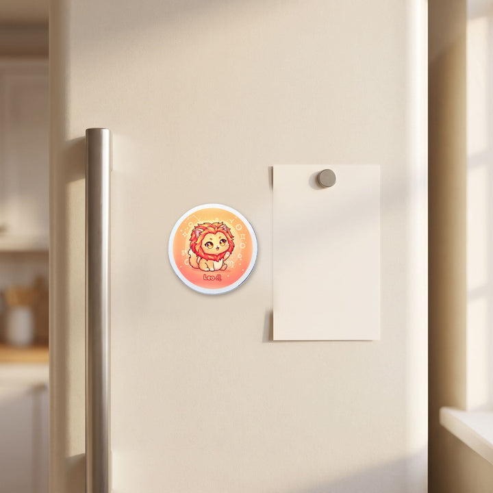 Zodiac Leo Cat magnet on a refrigerator door