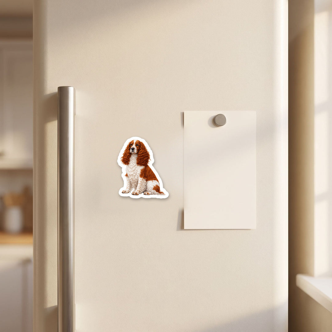 English Cocker Spaniel Red magnet on a refrigerator door