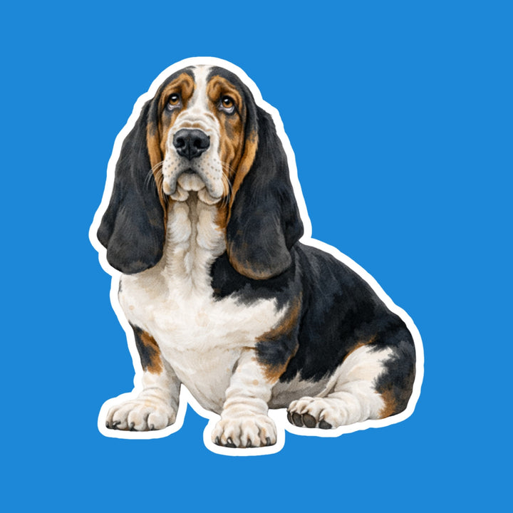 Basset Hound Black Tri watercolor flexible fridge magnet – Designs by Mysh