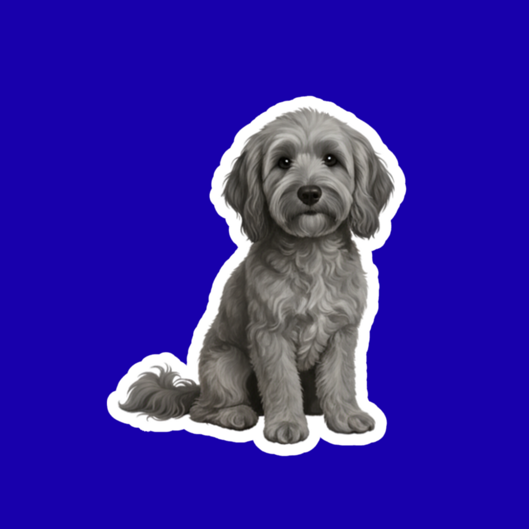 Illustration of a dog on a blue background