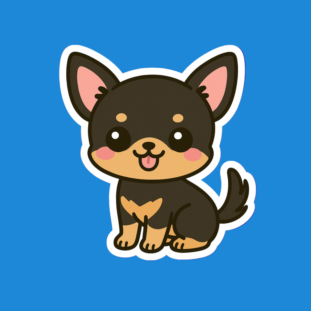 Cartoon dog illustration on a blue background