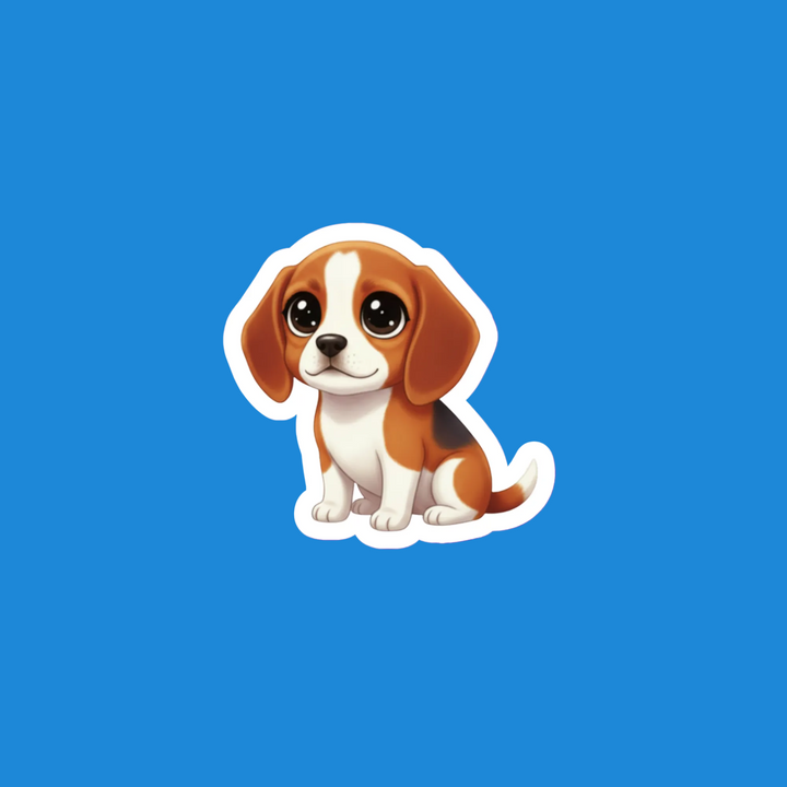 Cartoon dog sticker on a blue background