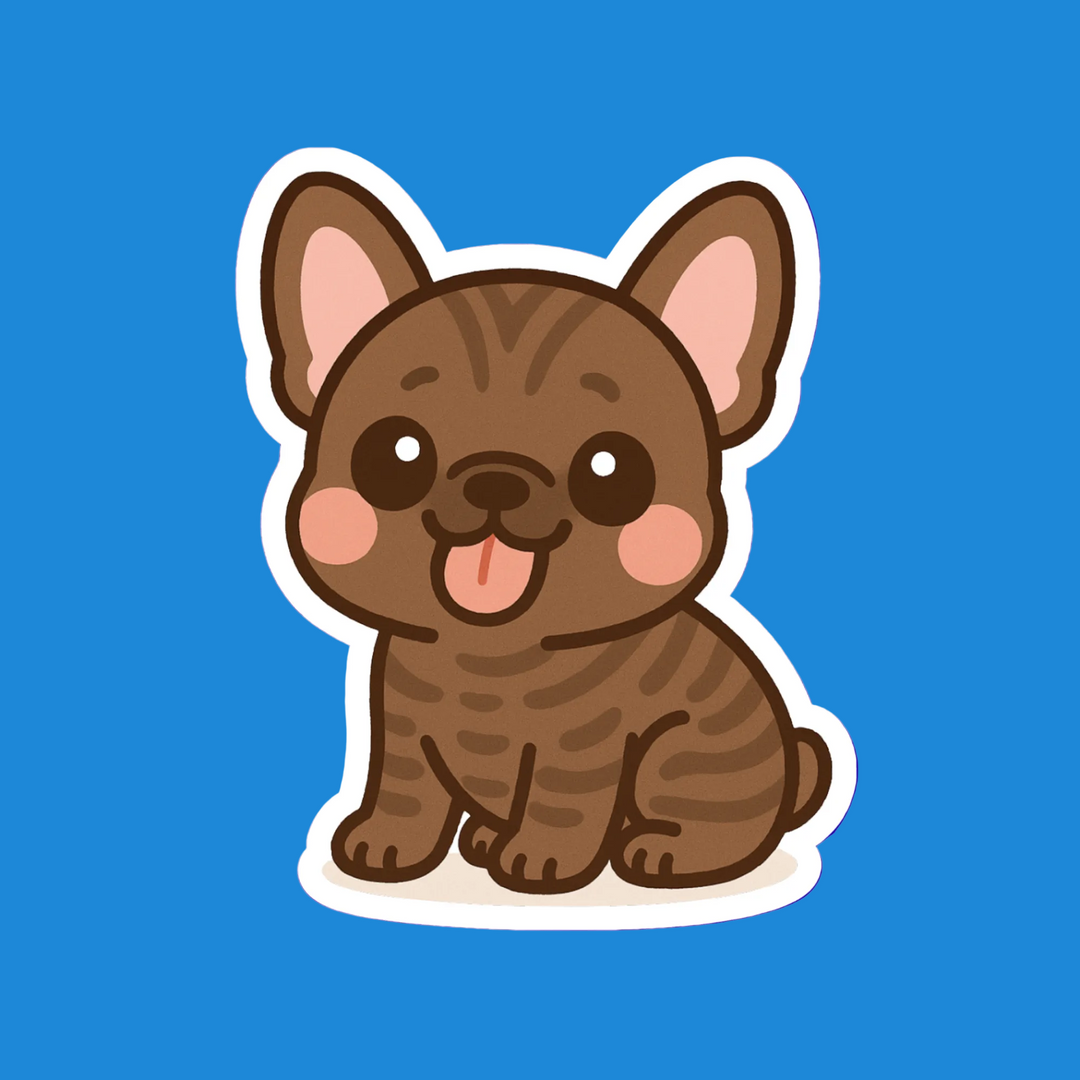 Cartoon dog sticker on a blue background