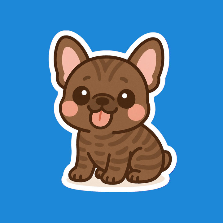 Cartoon dog sticker on a blue background