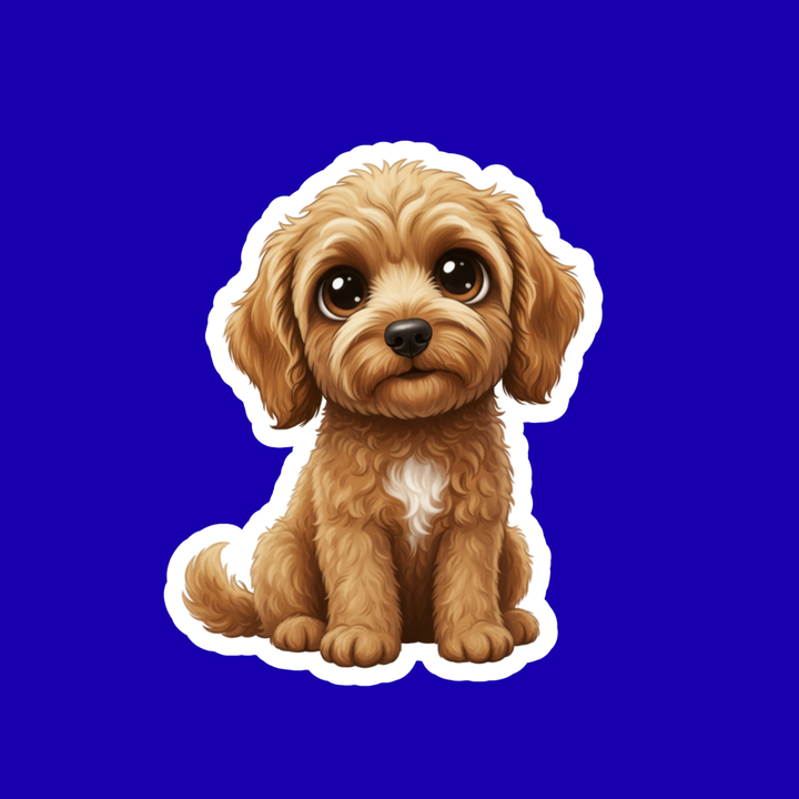 Goldendoodle Kawaii Vinyl Sticker – 3" Matte | Waterproof Dog Sticker - Designs by Mysh