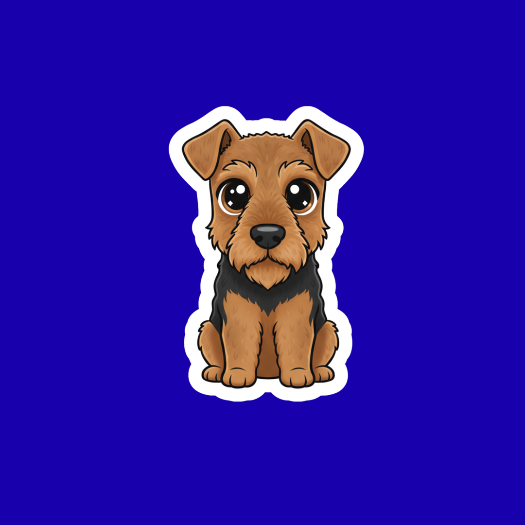 Cartoon dog sticker on a blue background