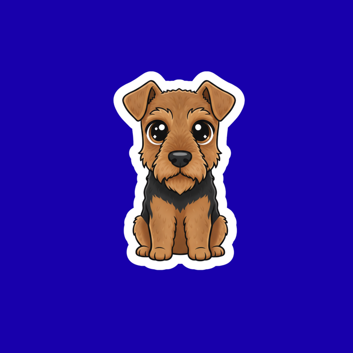 Cartoon dog sticker on a blue background