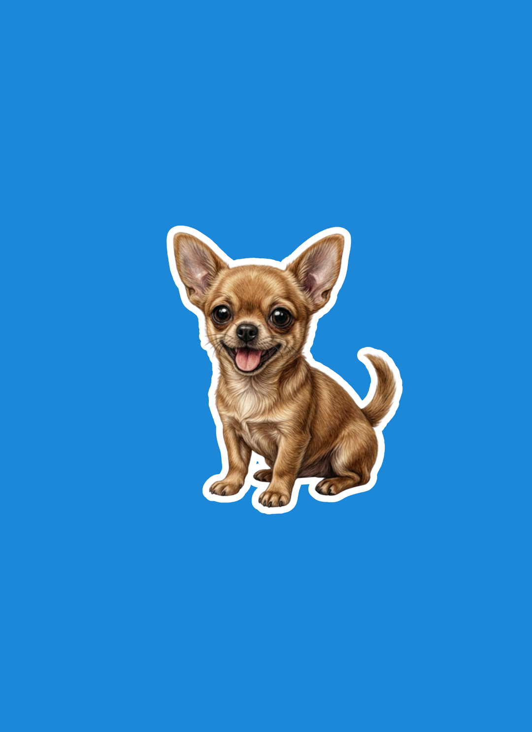 Sticker of a small dog on a blue background
