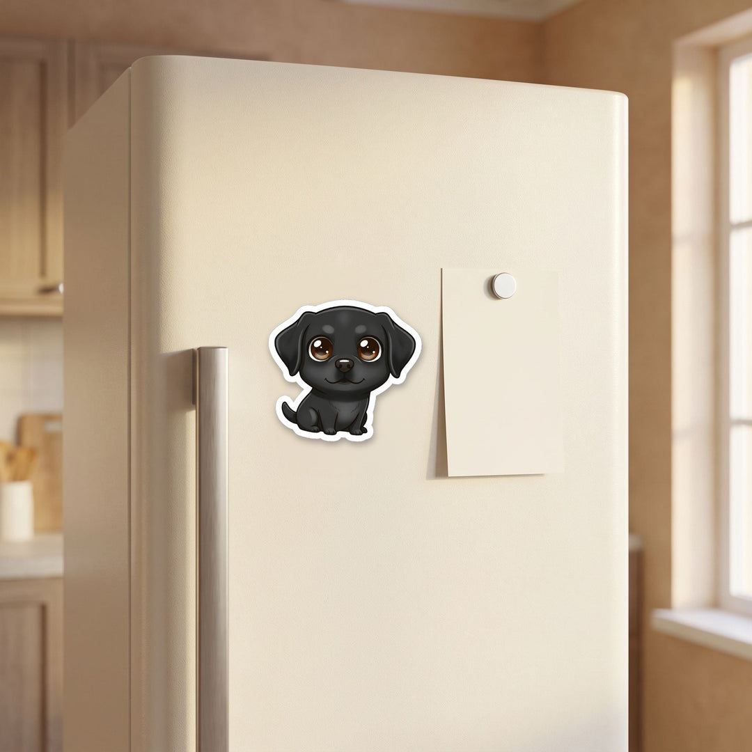 Labrador Retriever Black kawaii magnet on a refrigerator door