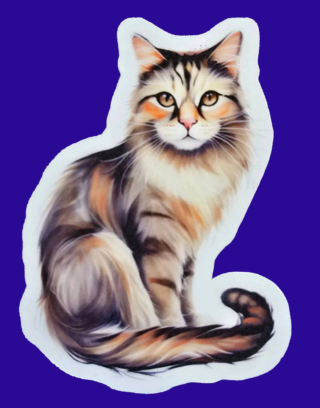 Torbie Cat Sticker, Vinyl Water-resistant Cat Decal, Cute Torbie Kitty Art, Pet Lover Gift, Laptop Water Bottle or Notebook Sticker - Designs by Mysh