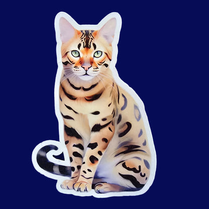 Bengal Cat Sticker, Spotted Cat Vinyl Decal, Waterproof Bengal Cat Art, Laptop Water Bottle Decor, Gift for Cat Lovers
