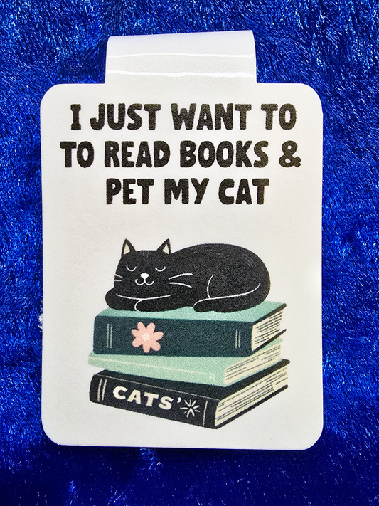 Cat Lover Bookmark, Funny Bookish Gift, Read Books & Pet My Cat, Cute Black Cat Design